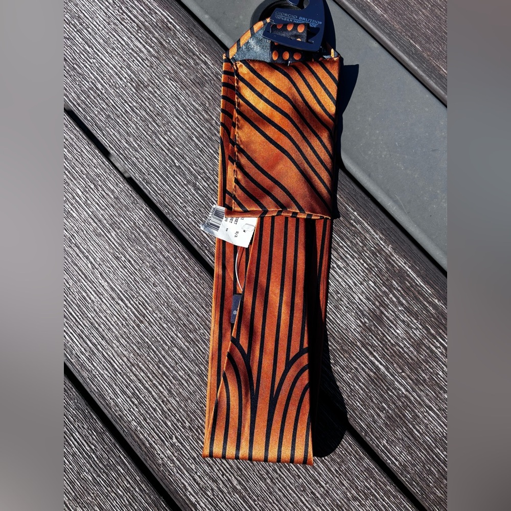 Giorgio Brutini Black & Orange Striped Tie